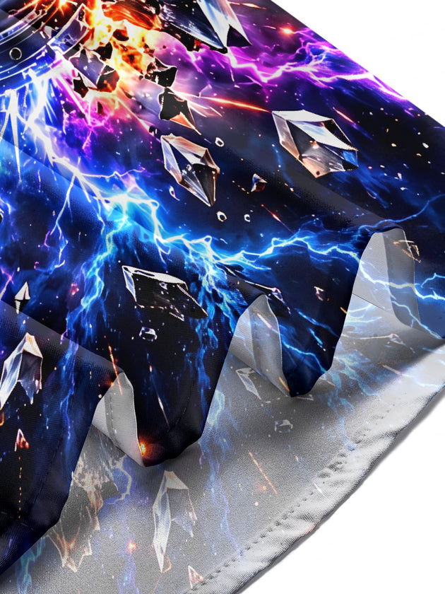 Adaychic Men's Long Sleeve Shirt - 3D Speaker With Lightning And Shattered Crystals Print with Chest Pocket