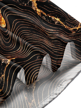Adaychic Men's Abstract Geometric Lava And Wave Lines Print Long Sleeve Shirt with Chest Pocket