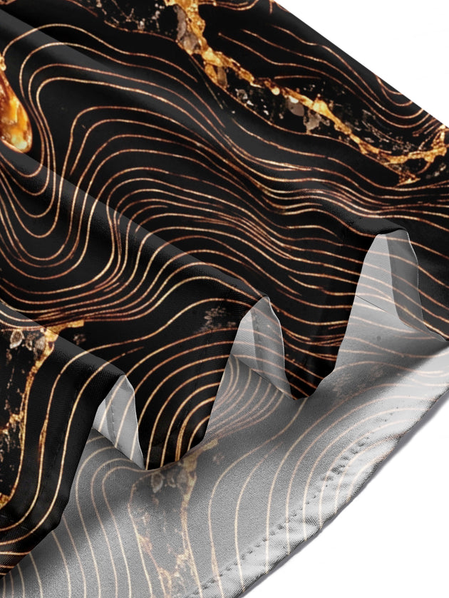 Adaychic Men's Abstract Geometric Lava And Wave Lines Print Long Sleeve Shirt with Chest Pocket