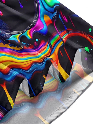 Adaychic Men's Graphic Abstract Rainbow Dripping Paint Print Long Sleeve Button Down Shirt with Chest Pocket