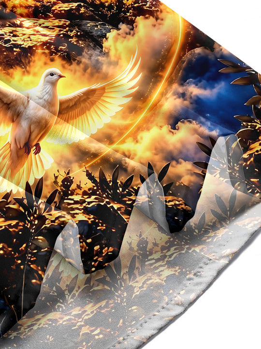 Adaychic Men's Printed Eagle Dove And Cross Print Long Sleeve Shirt with Chest Pocket