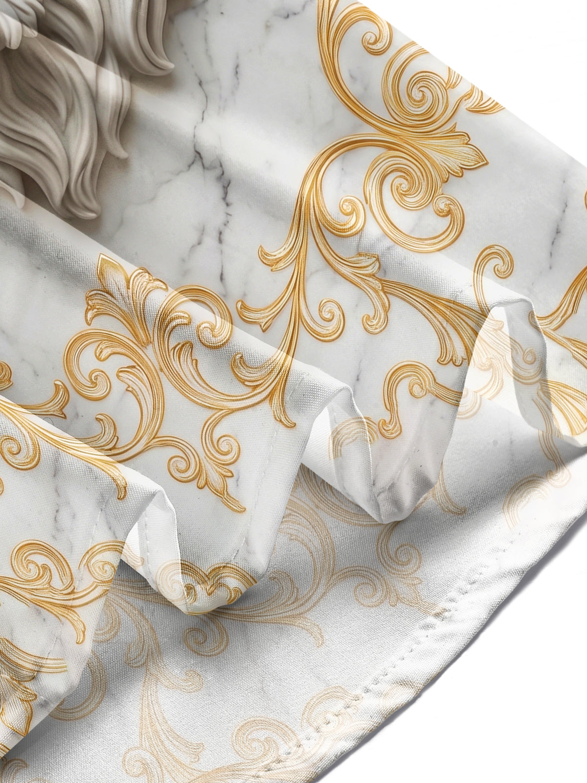 Adaychic Men's Printed Marble Lion With Golden Crown Print Long Sleeve Shirt with Chest Pocket