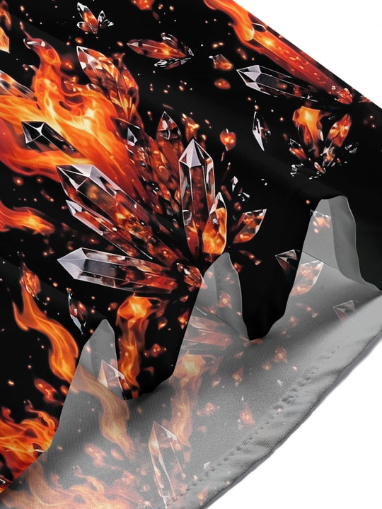 Adaychic Men's Printed Flame Crystal Print Short Sleeve Shirt with Chest Pocket
