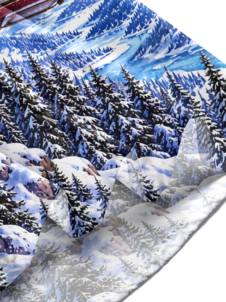 Adaychic Men's Long Sleeve Shirt - Mountain Cable Car With Christmas Gifts And Wreath Print with Chest Pocket