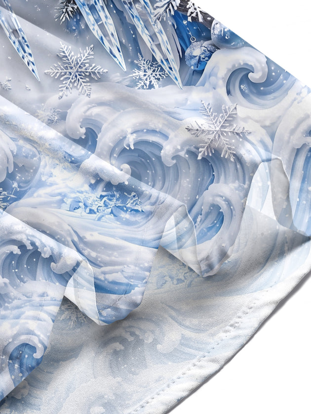 Adaychic Men's Graphic Winter Snowflake Parrot Print Long Sleeve Shirt with Chest Pocket