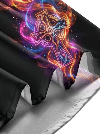 Adaychic Men's Neon Religious And Spiritual Symbols Print Long Sleeve Shirt with Chest Pocket