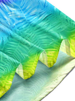 Adaychic Men's Tropical Rainbow Gradient Palm Leaf Print Long Sleeve Button Down Shirt with Chest Pocket