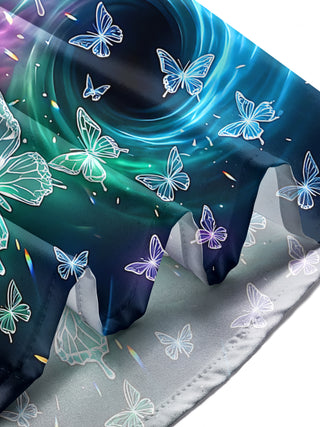 Adaychic Men's Hawaiian Butterfly Pattern Galaxy Swirl Print Long Sleeve Shirt with Chest Pocket