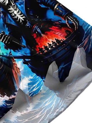 Adaychic Men's Graphic Hawaiian Style Print Short Sleeve Shirt with Chest Pocket