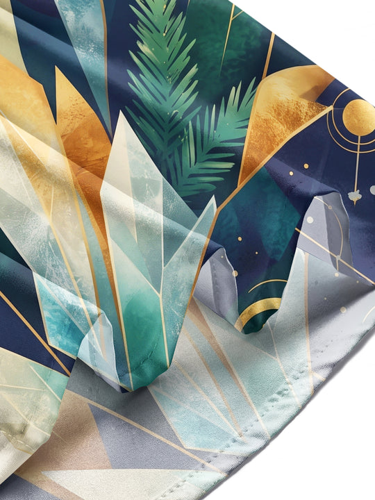 Adaychic Men's Printed Geometric Crystal And Starry Sky Print Long Sleeve Shirt with Chest Pocket
