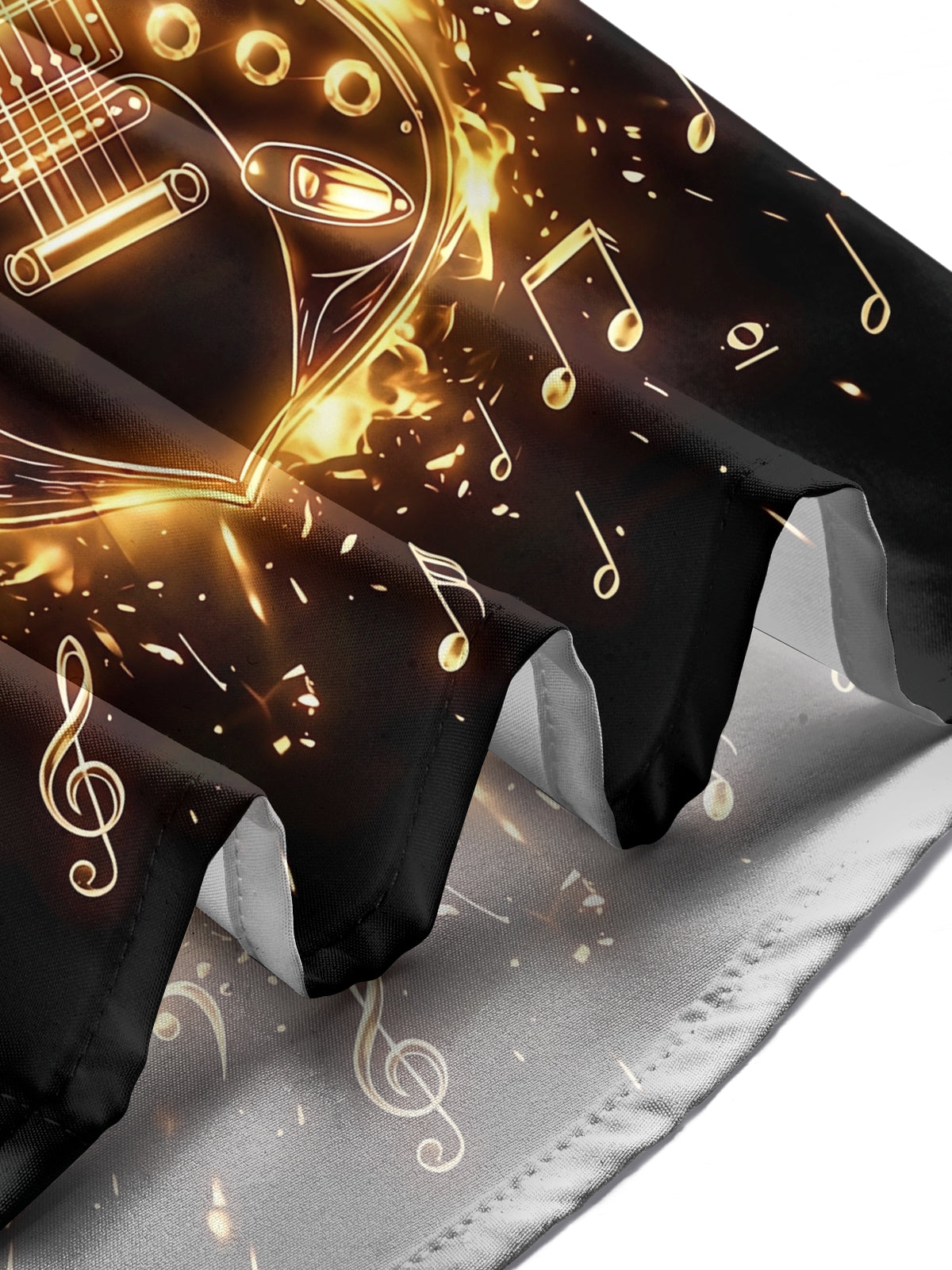 Adaychic Men's Graphic Electric Guitar Print Long Sleeve Shirt with Chest Pocket