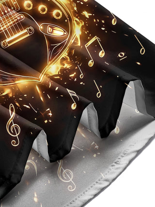 Adaychic Men's Graphic Electric Guitar Print Long Sleeve Shirt with Chest Pocket
