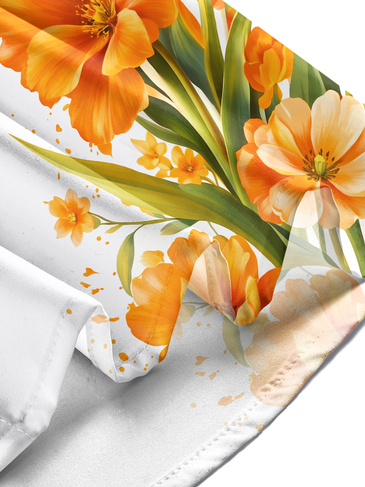 Adaychic Men's Hawaiian Orange Tulip Flowers Print Long Sleeve Shirt with Chest Pocket