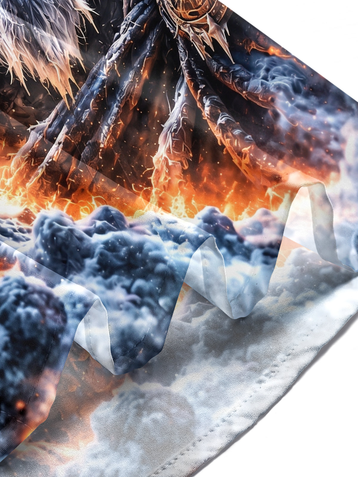 Adaychic Men's Long Sleeve Stand Collar Shirt - Frost Giant With Ice Hood And Glowing Orange Eyes Print