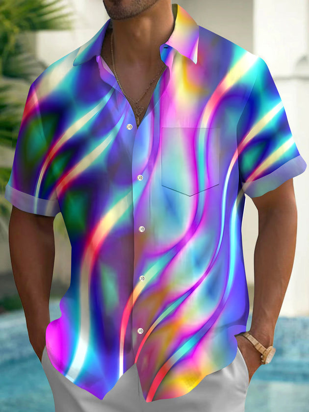 Men's abstract tie dye short sleeve shirt front view