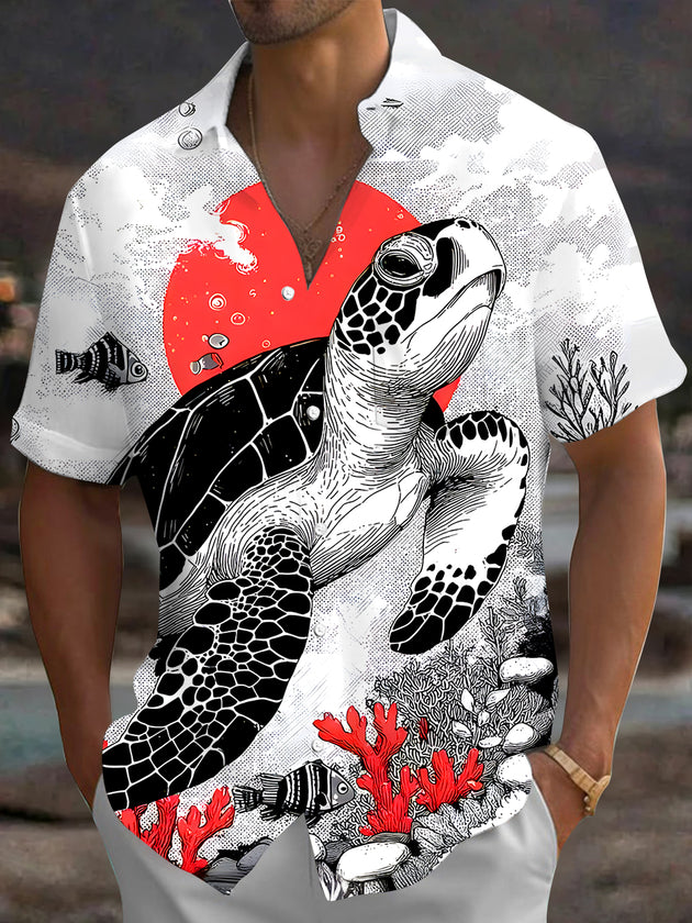 men's Hawaiian shirt front view tropical beach vacation