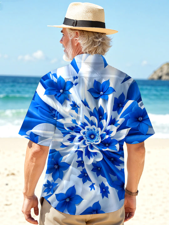 Men's floral short sleeve shirt lifestyle beach vacation
