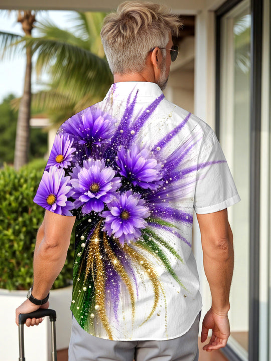 men's flower print shirt back view