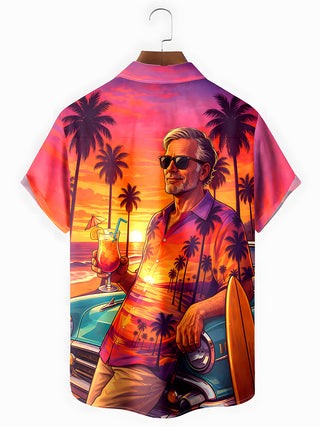 men's aloha shirt back view