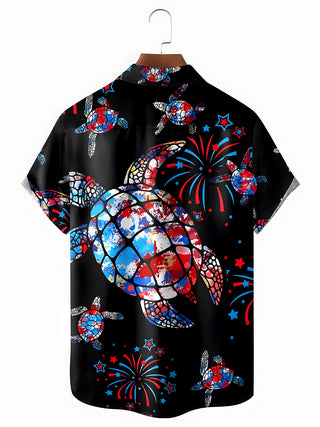 men's patriotic print shirt back view