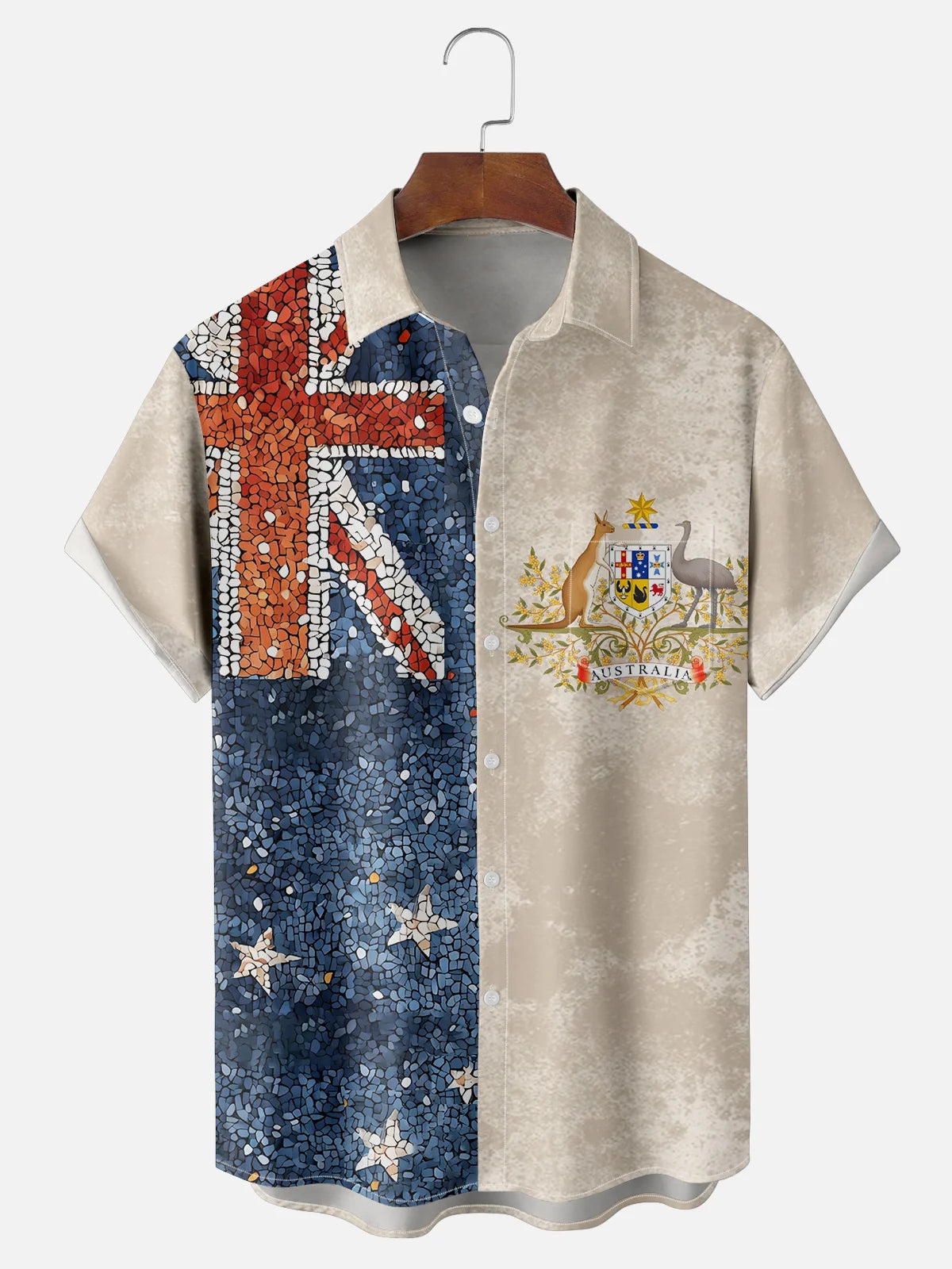 Australia Day Emblem Art Men's Pocket Short Sleeve Shirts