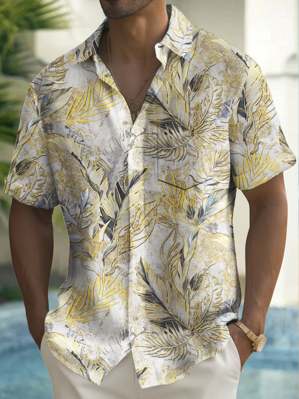 Beach Vacation Men's Pocket Short Sleeve Shirts