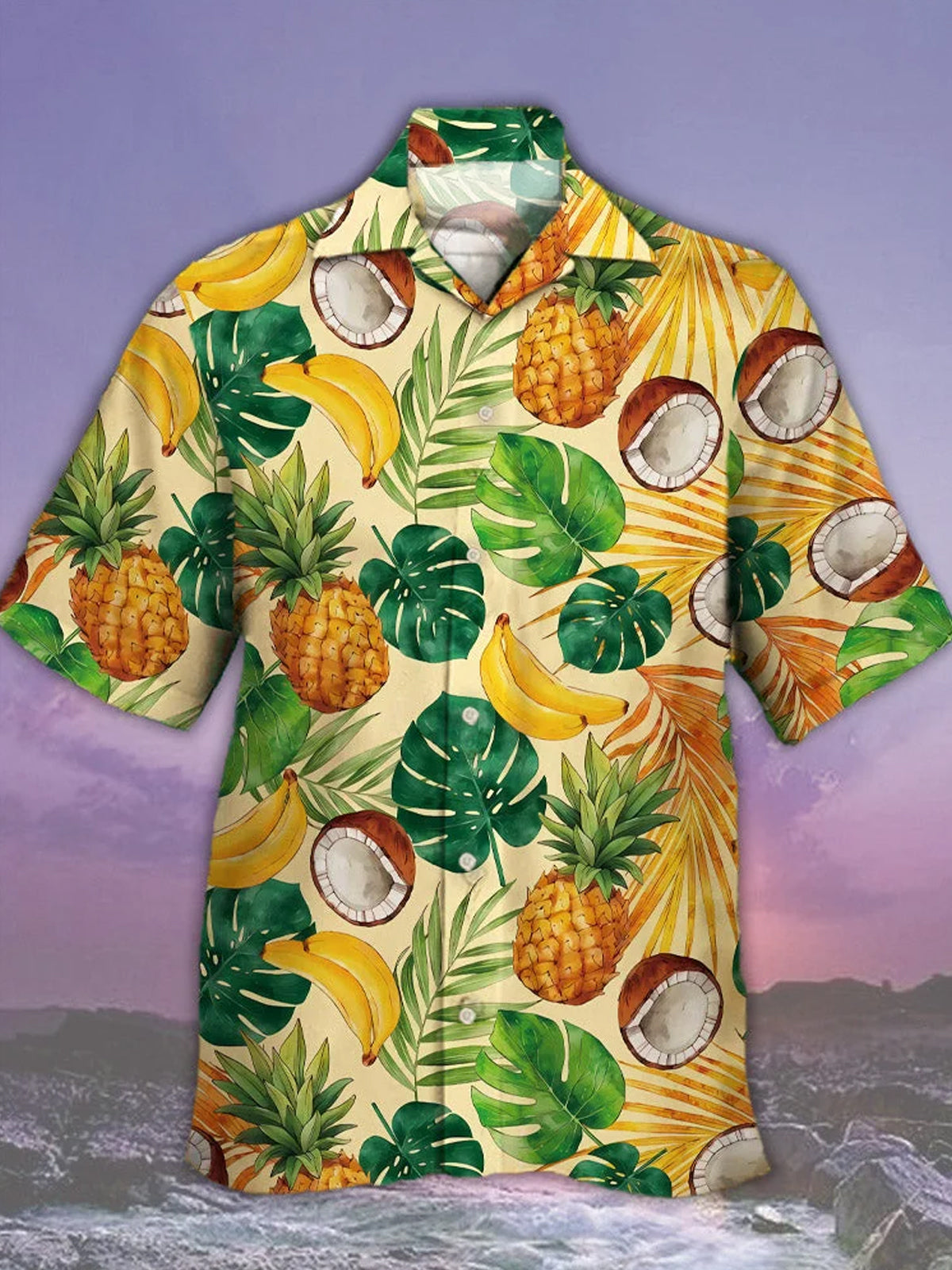 Pineapple Print Men's Pocket Short Sleeve Shirts