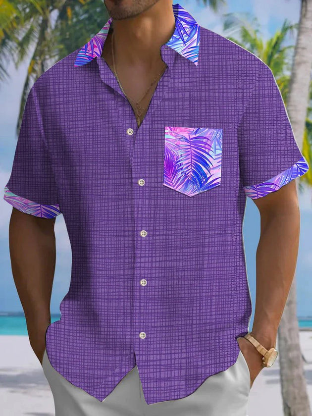 men's Hawaiian shirt front view tropical beach vacation