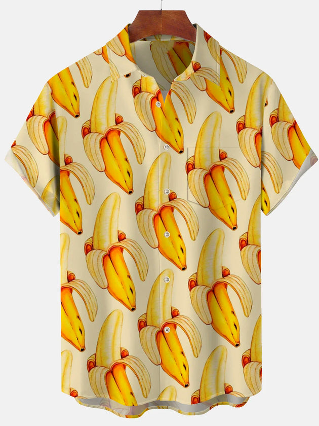 men's Hawaiian shirt front view tropical beach vacation