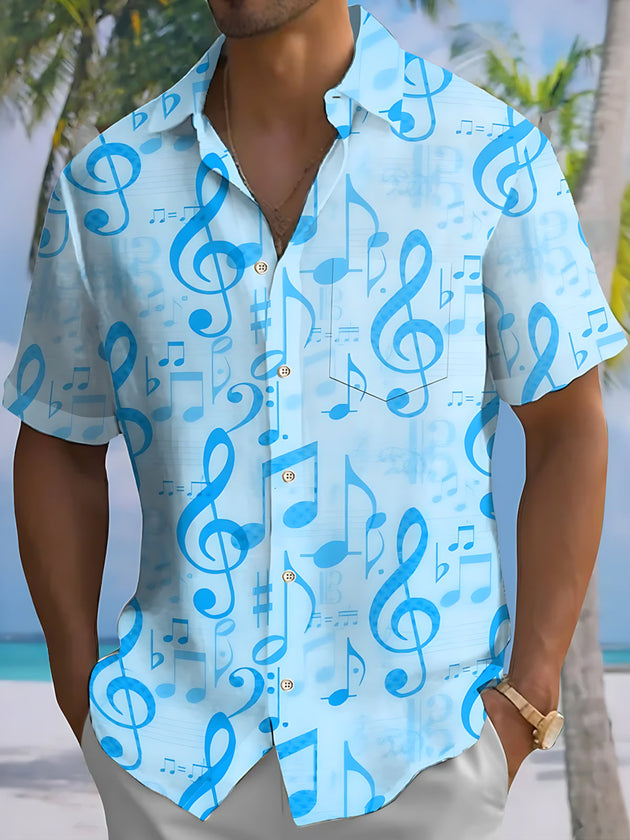 Musical Notes Men's Pocket Short Sleeve Shirts