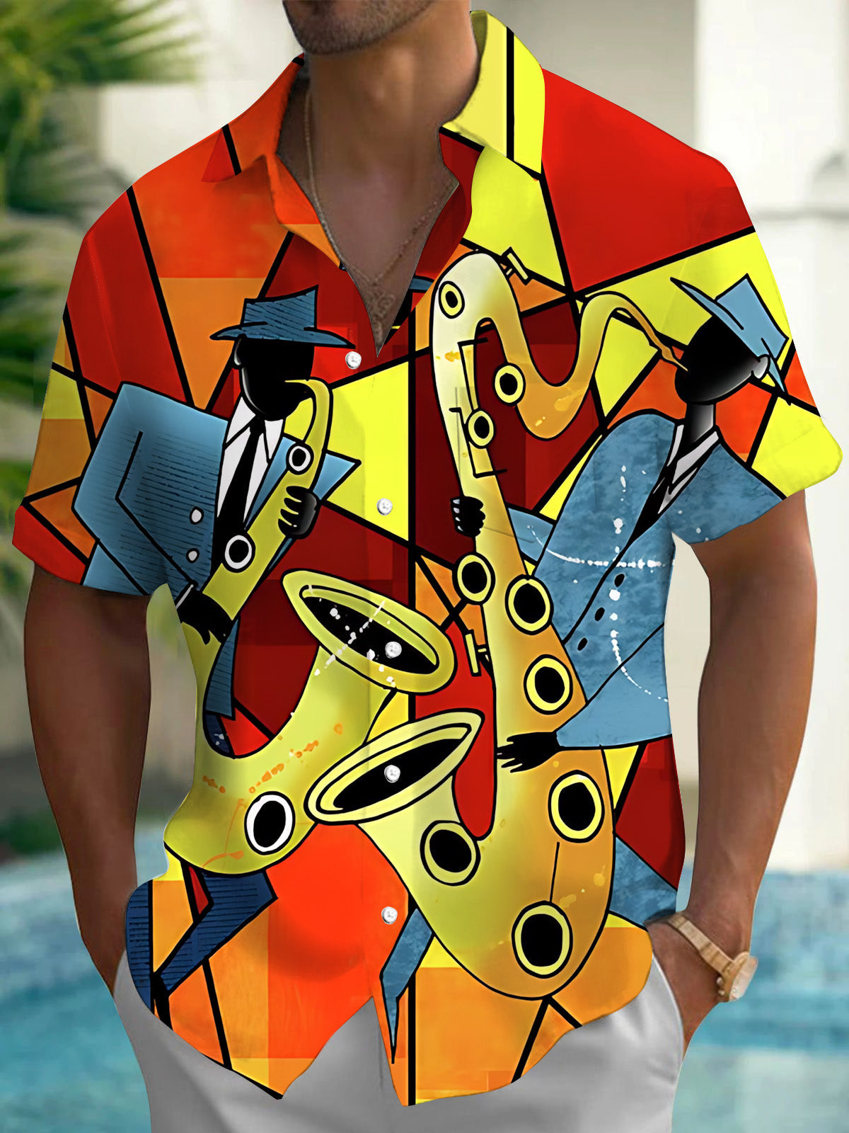 Music Art Men's Pocket Short Sleeve Shirts