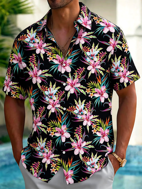 Plant Flowers Men's Pocket Short Sleeve Shirts