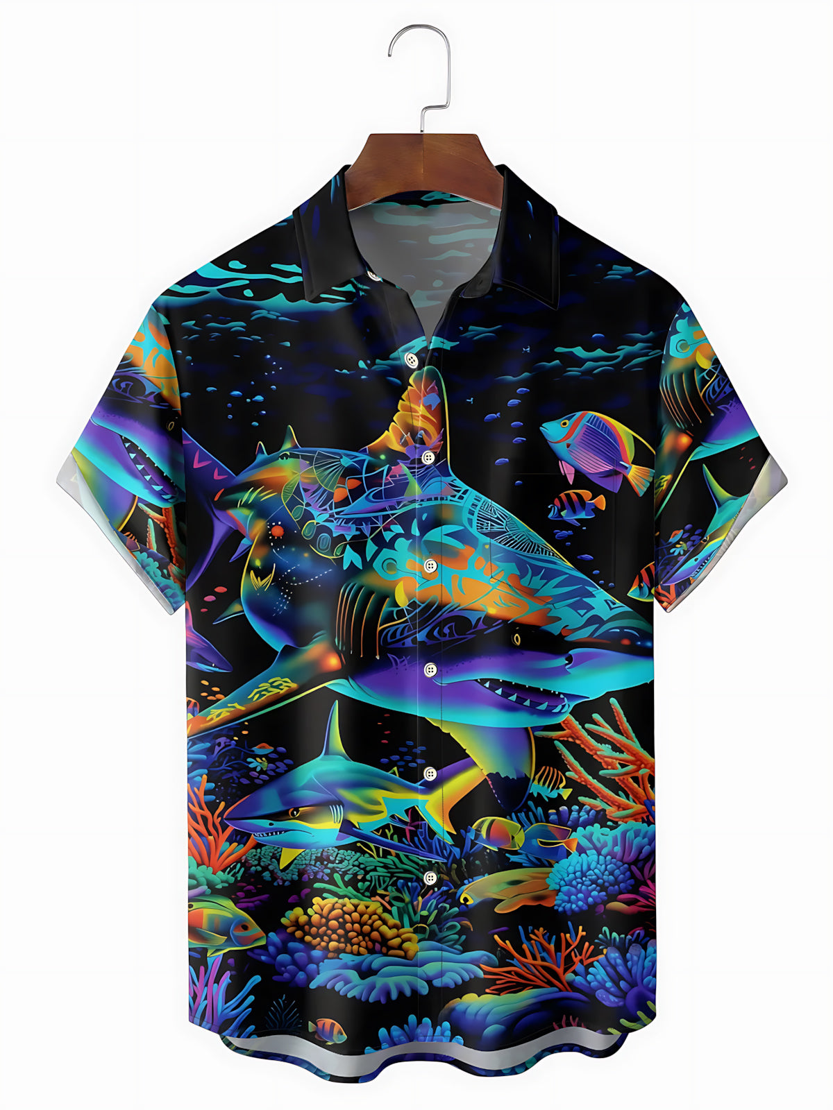 Marine Life Shark Men's Pocket Short Sleeve Shirts
