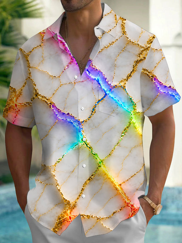 Abstract Colorful Gradient Men's Pocket Short Sleeve Shirts