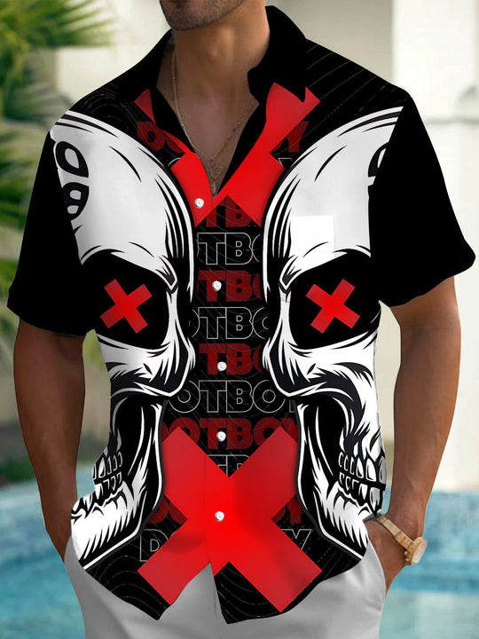 Skull Men's Pocket Short Sleeve Shirts
