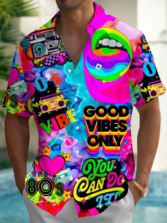 Colorful Graffiti Art Men's Pocket Short Sleeve Shirts