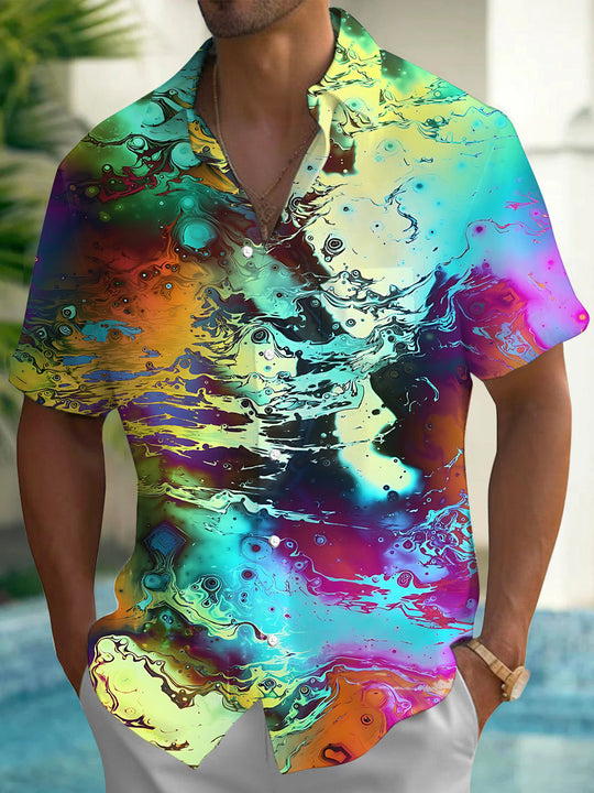Abstract Gradient Men's Pocket Short Sleeve Shirts