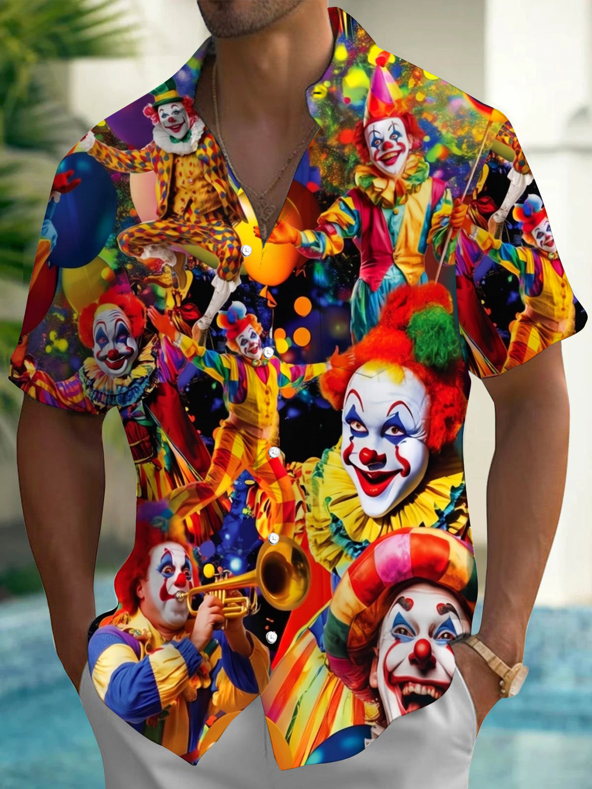 Clown Men's Pocket Short Sleeve Shirts