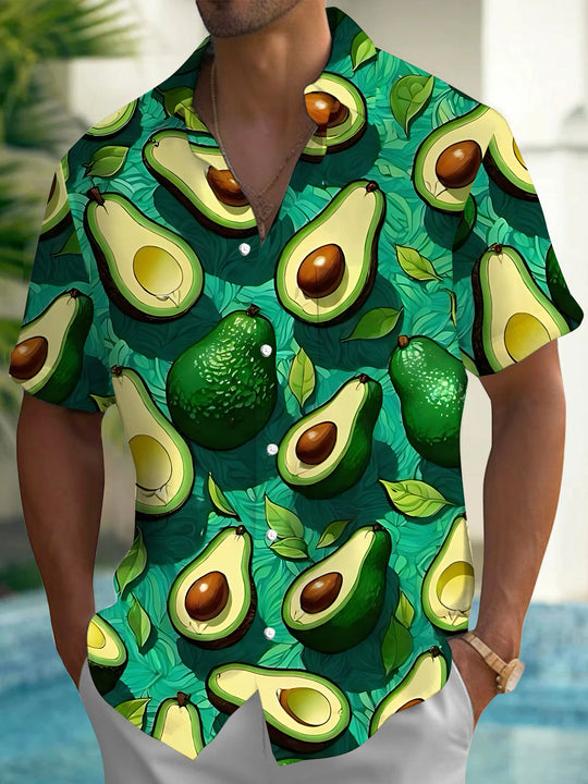 Avocado Print Men's Pocket Short Sleeve Shirts