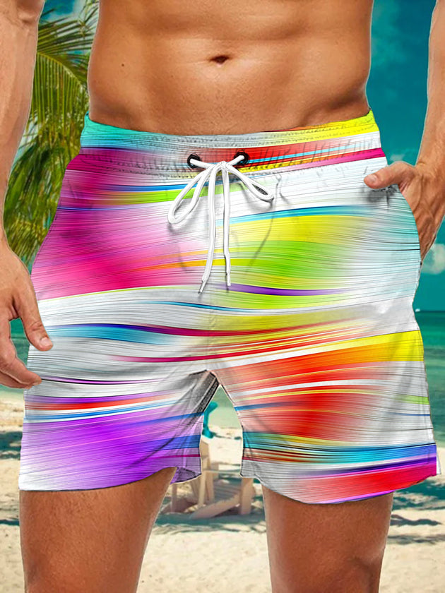 Colorful Gradient Print Men's Print Pocket Shorts