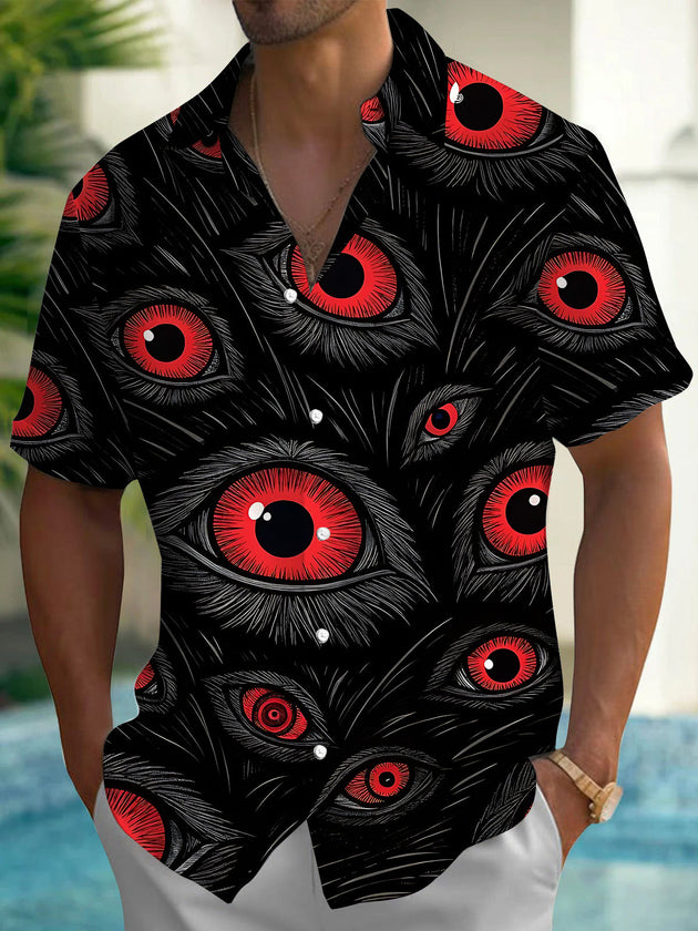 Eye Print Men's Pocket Short Sleeve Shirts