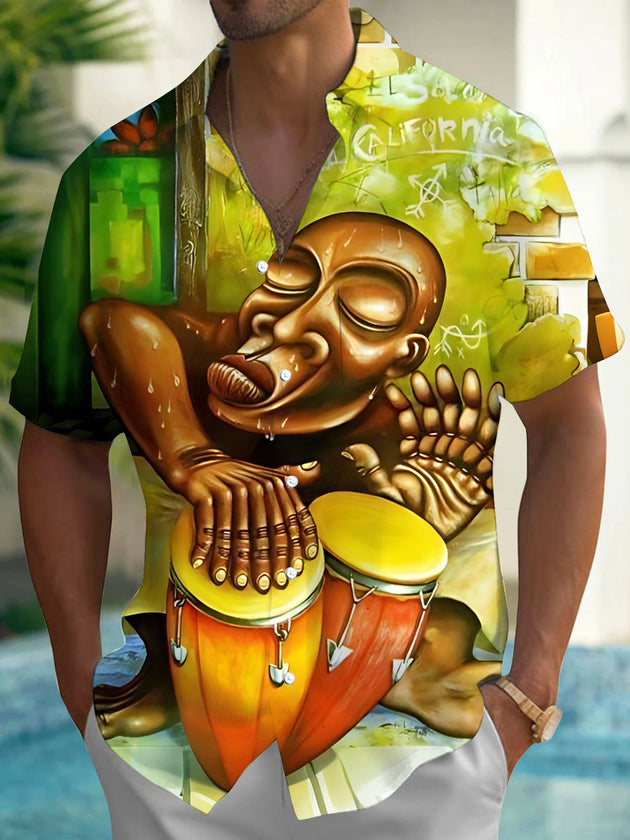 Art Print Men's Pocket Short Sleeve Shirts