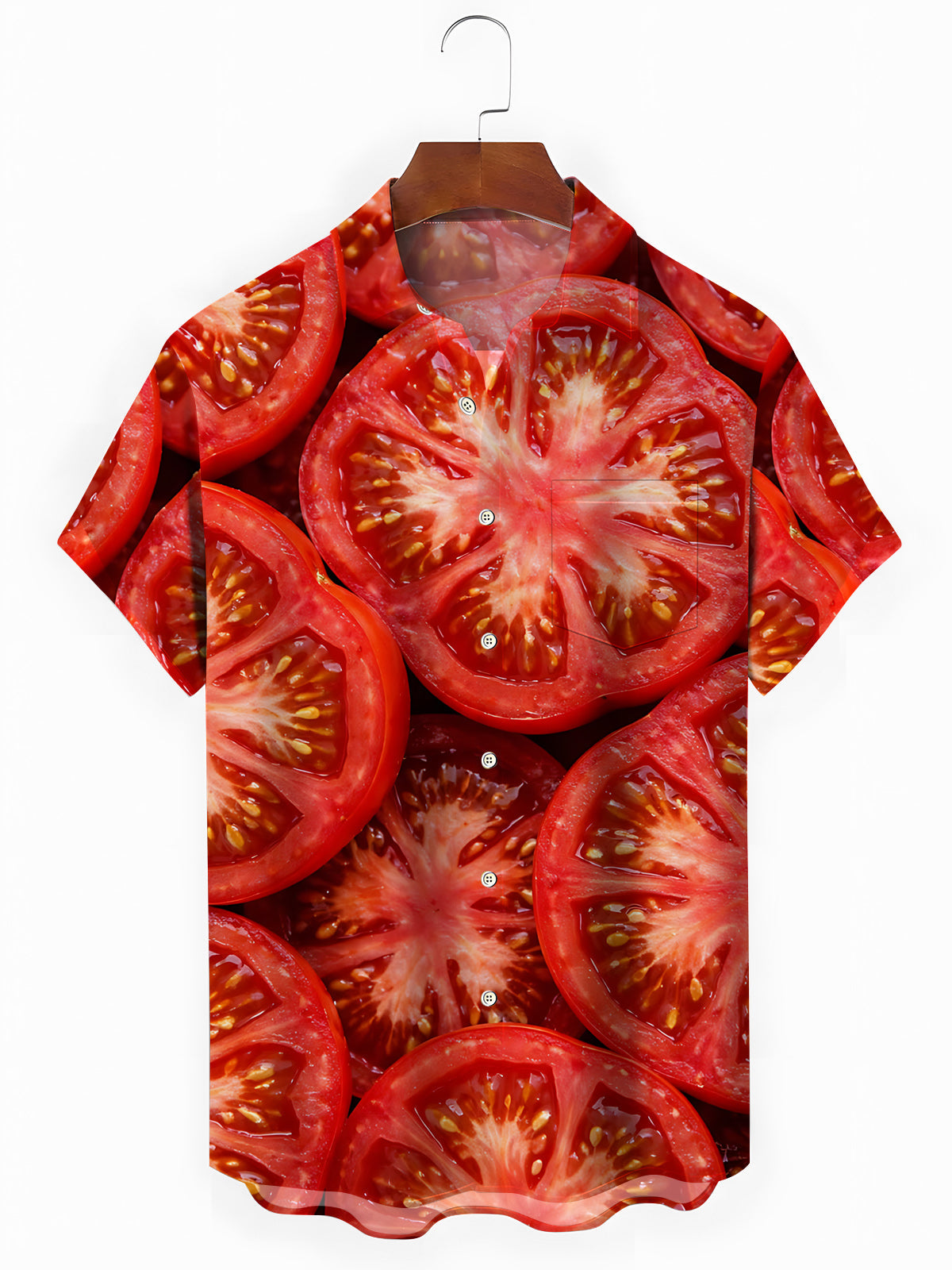 Tomato Print Men's Pocket Short Sleeve Shirts