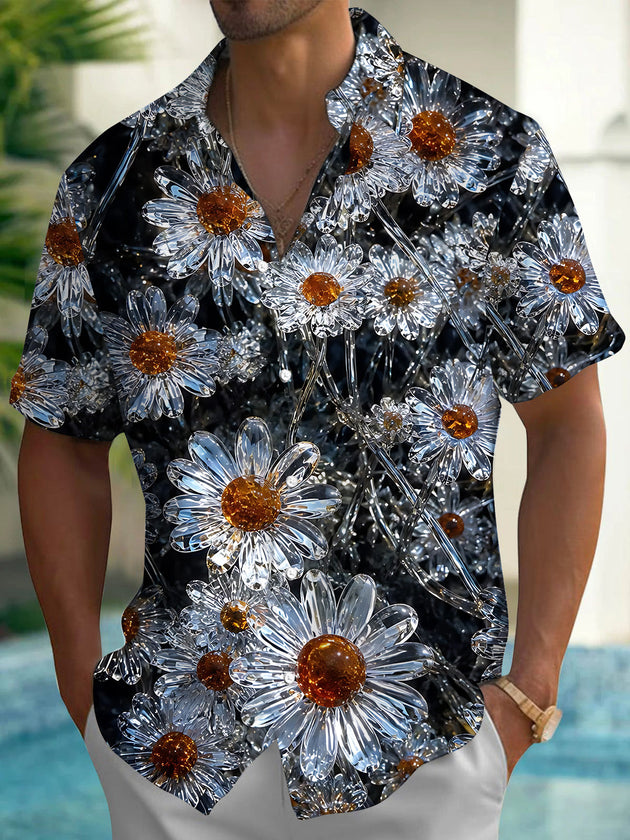 Floral Print Men's Pocket Short Sleeve Shirts