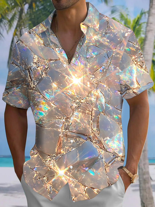 Abstract Print Men's Pocket Short Sleeve Shirts