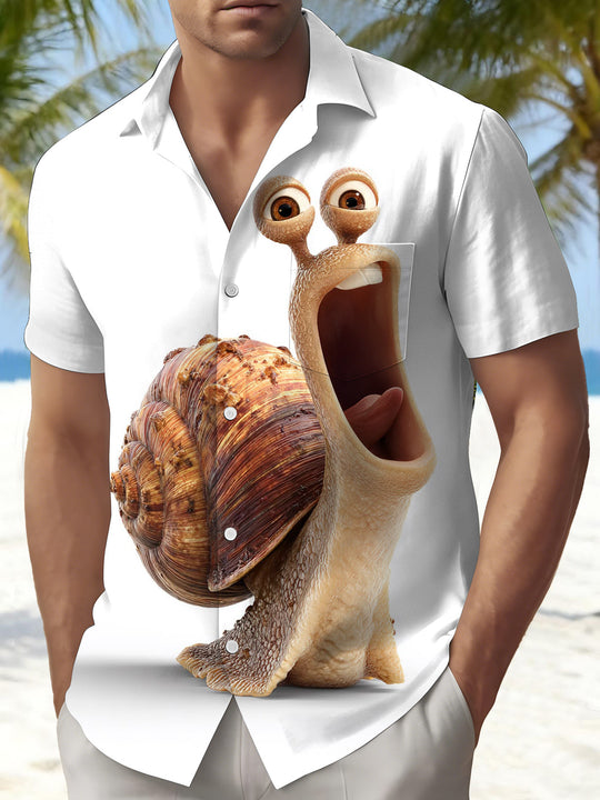 Snail Print Men's Pocket Short Sleeve Shirts