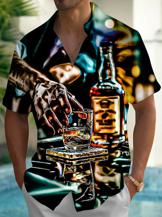 Whiskey Art Print Men's Pocket Short Sleeve Shirts