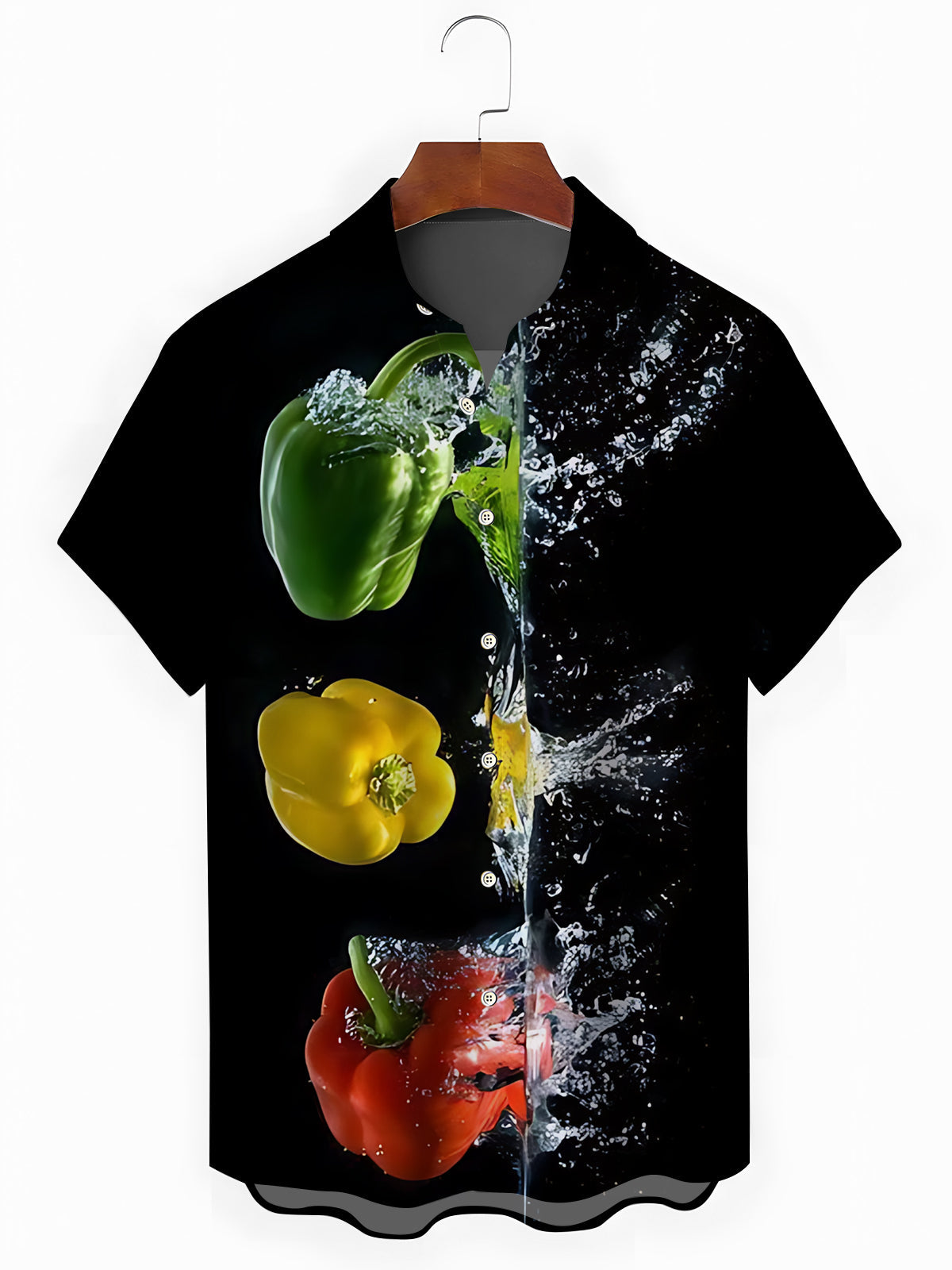 Pepper Print Men's Pocket Short Sleeve Shirts