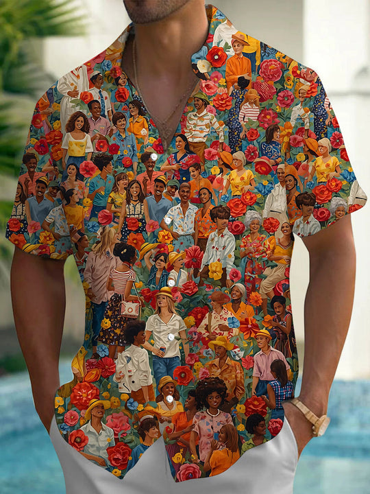 Art Print Men's Pocket Short Sleeve Shirts