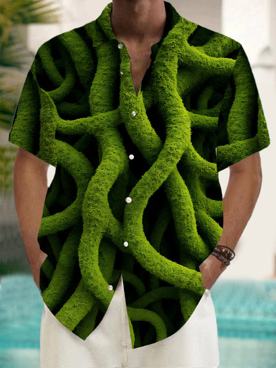 Moss Print Men's Pocket Short Sleeve Shirts